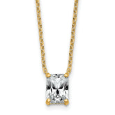 14k 1 1/2 carat Certified Lab Grown Diamond VS+ F+ Radiant Complete 18 inch Four Prong Pendant Necklace